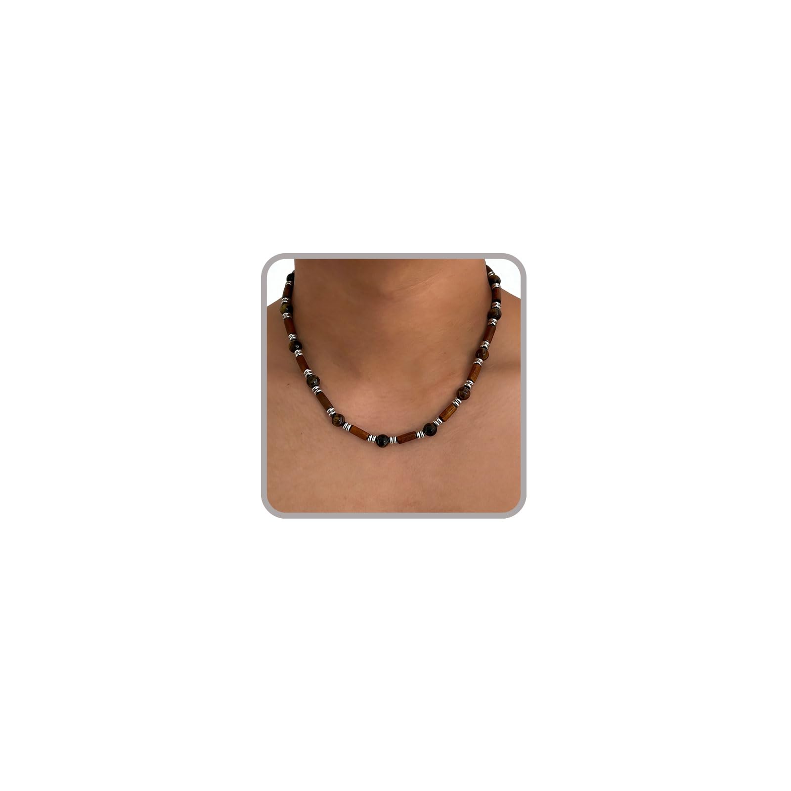 cotwdi Puka Shell Necklace Men Beaded Beach Necklaces for Men Surfer Necklace Black Brown Wood Beaded Jewelry Coconut Shell Conch Cowrie Seashell Necklaces Hawaiian Summer Beach Jewelry