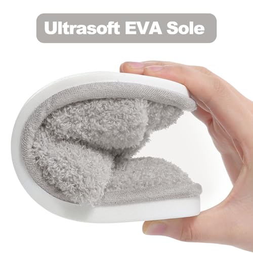 Evshine Women's Fuzzy Slippers Cross Band Memory Foam House Slippers Open Toe