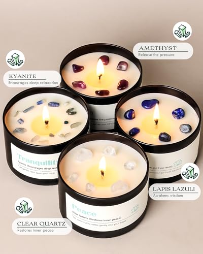 AOOVOO Crystal Candles Set for Women - 4 Pack 26 oz Soy Wax Candles for Home Scented, 200 Hour Long Lasting Candle
