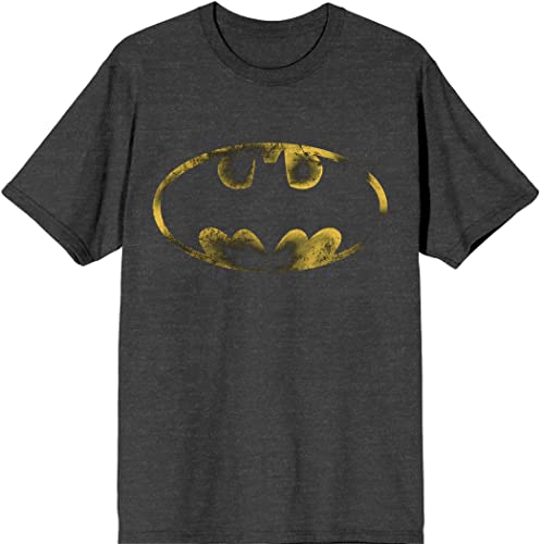 Batman Logo Bat Signal Men's Charcoal Tee Shirt T-Shirt