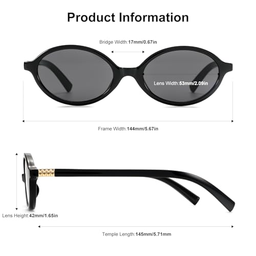 ViewJoy Retro Oval Sunglasses for Women Vintage 90s Y2K Trendy Designer Sun Glasses