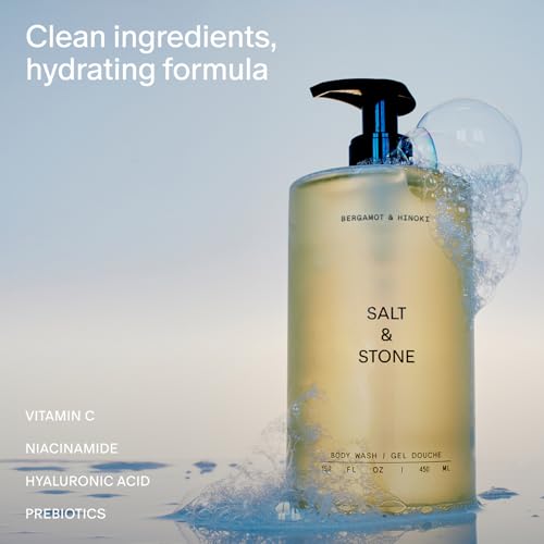Salt & Stone Body Wash with Antioxidants for Deep Moisture | For Women & Men, Sulfate, Paraben, & Dye Free, Leaving Skin Soft and Hydrated