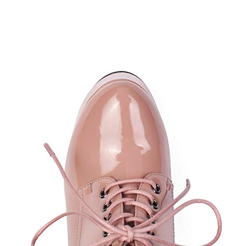 SAMMITOP Women's Round Toe Lace Up Ankle Boots Platform High Heel Pumps Party Dress Shoes