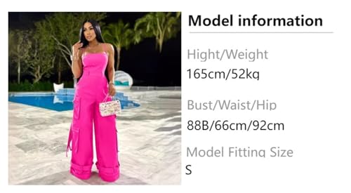 BOKITECAO Womens Cargo Jumpsuit Sexy One Piece Outfit Wide Leg Romper Multi Pockets Overalls