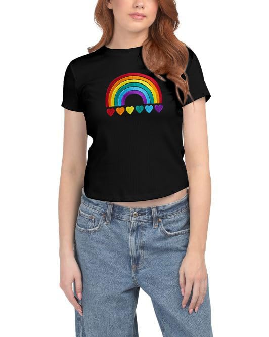 ASTANFY Rainbow Shirt Womens Pride Shirts Equality Love is Love Tshirt LGBT Cropped Tops Summer