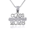 Claddagh Gold 925 Sterling Silver Diploma Charm Class of 2026 Graduation Pendant Necklace with Rolo Chain and Pendant only