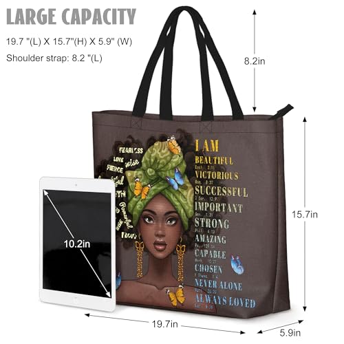 Foinior African American Black Women Tote Bag Black Girl Magic Shoulder Handbag For Work Travel Beach Shopping