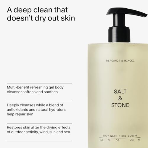 Salt & Stone Body Wash with Antioxidants for Deep Moisture | For Women & Men, Sulfate, Paraben, & Dye Free, Leaving Skin Soft and Hydrated