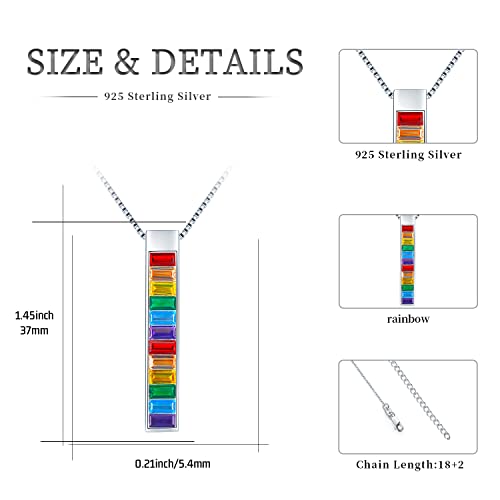 KoyeKei Pride Necklace Gifts for Women Men 925 Sterling Silver Rainbow Pride Pendant LGBT Gay Necklace Jewelry Gifts for Lesbian