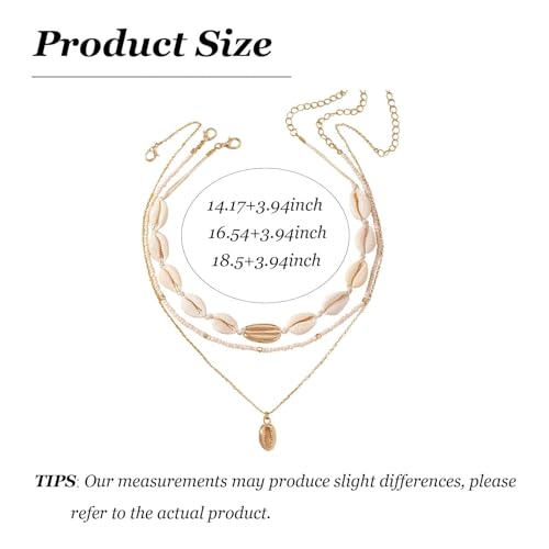 YANCHUN Shell Necklace Beach Jewelry for Women Sea Shell Necklace Layered Gold Shell Charm Necklaces Summer Outfits for Women Beach Fashion Accessories