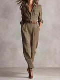 Button Front Jumpsuit - Long Sleeve Green Utility Style