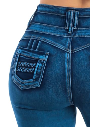 Moda Xpress Women's Juniors Ultra High Waist Butt Lifting Stretch Denim Capris Push Up Sculpting Body Shaping Comfortable Fit