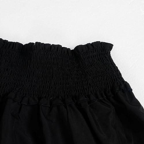 WOKANSE Women's Casual Plus Size Shirred Dresses Off Shoulder Bell Sleeves Ruffle Loose Stretchy Neck Midi Dress