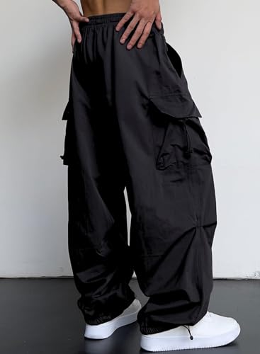 JMIERR Men's Baggy Cargo Pants Trendy Casual Parachute Pant Loose Fit Harem Joggers with Pockets for Streetwear