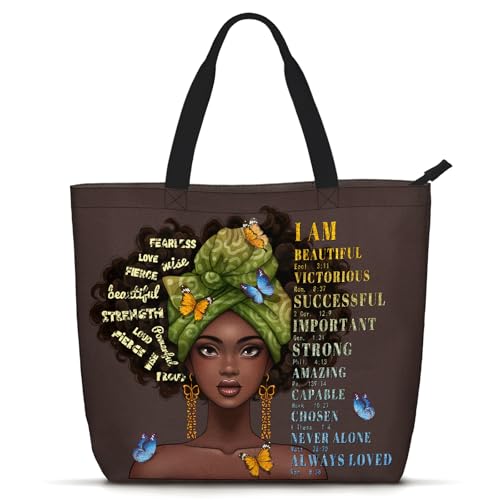 Foinior African American Black Women Tote Bag Black Girl Magic Shoulder Handbag For Work Travel Beach Shopping