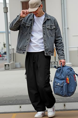 JMIERR Men's Baggy Cargo Pants Trendy Casual Parachute Pant Loose Fit Harem Joggers with Pockets for Streetwear