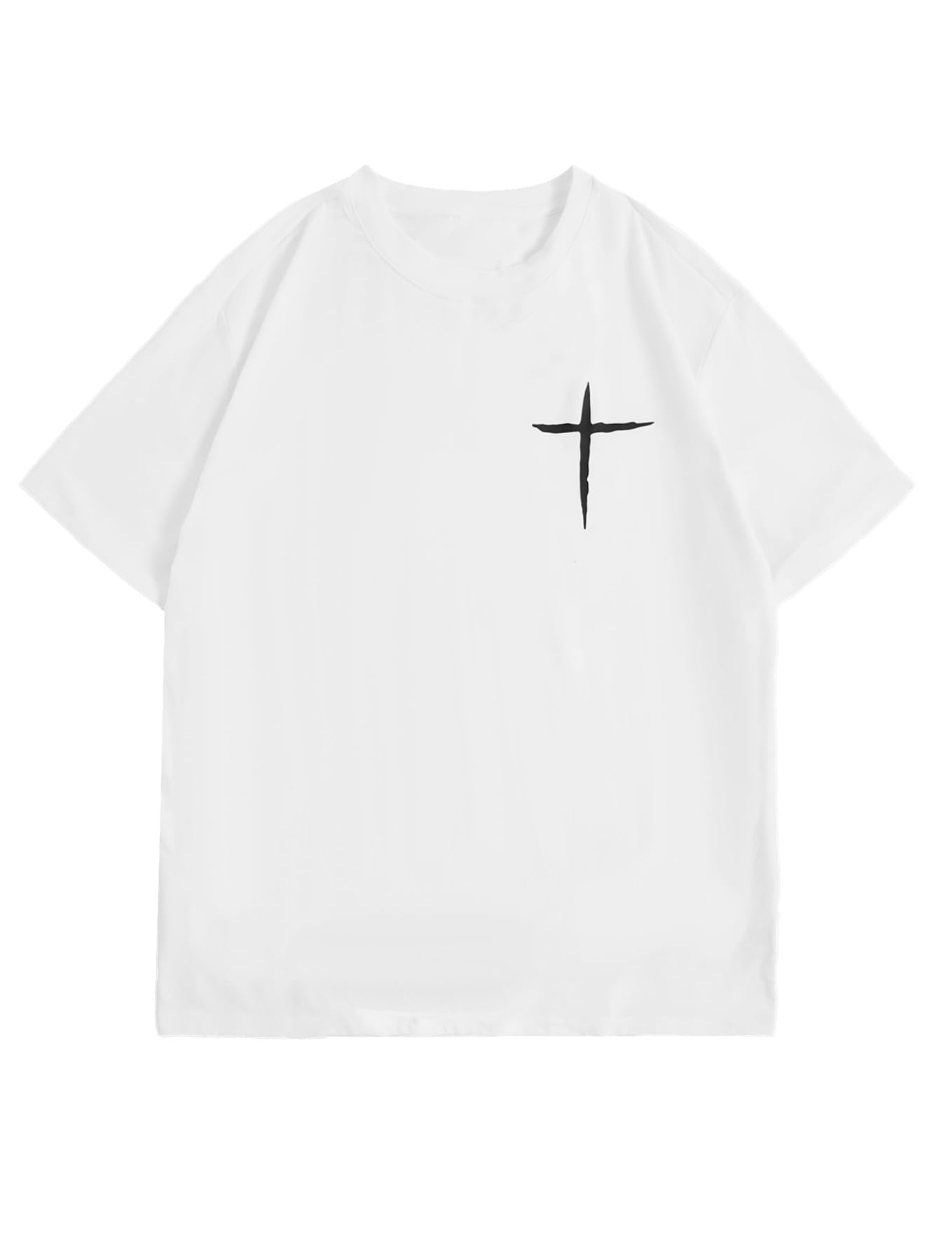 BEAUDRM Men's Plus Size Graphic Print Round Neck Tee Short Sleeve Regular Fit Pullover T Shirt Streetwear