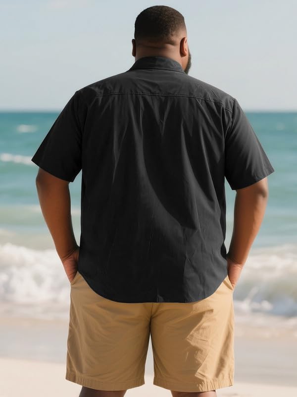 Yuyapu Button Down Shirt Men Causal Big and Tall Shirts for Men Short Sleeve Button up Summer Beach Work Shirts Plus Size