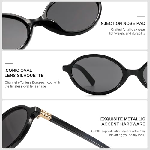 ViewJoy Retro Oval Sunglasses for Women Vintage 90s Y2K Trendy Designer Sun Glasses