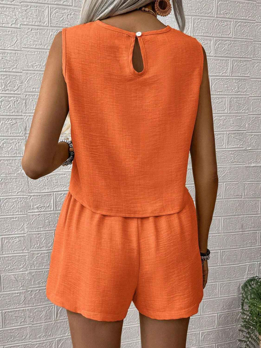 Round Neck Sleeveless Top & Shorts Set