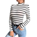 Mock-neck Stripes Bottoming Shirt Women's Long Sleeve Inner Wear