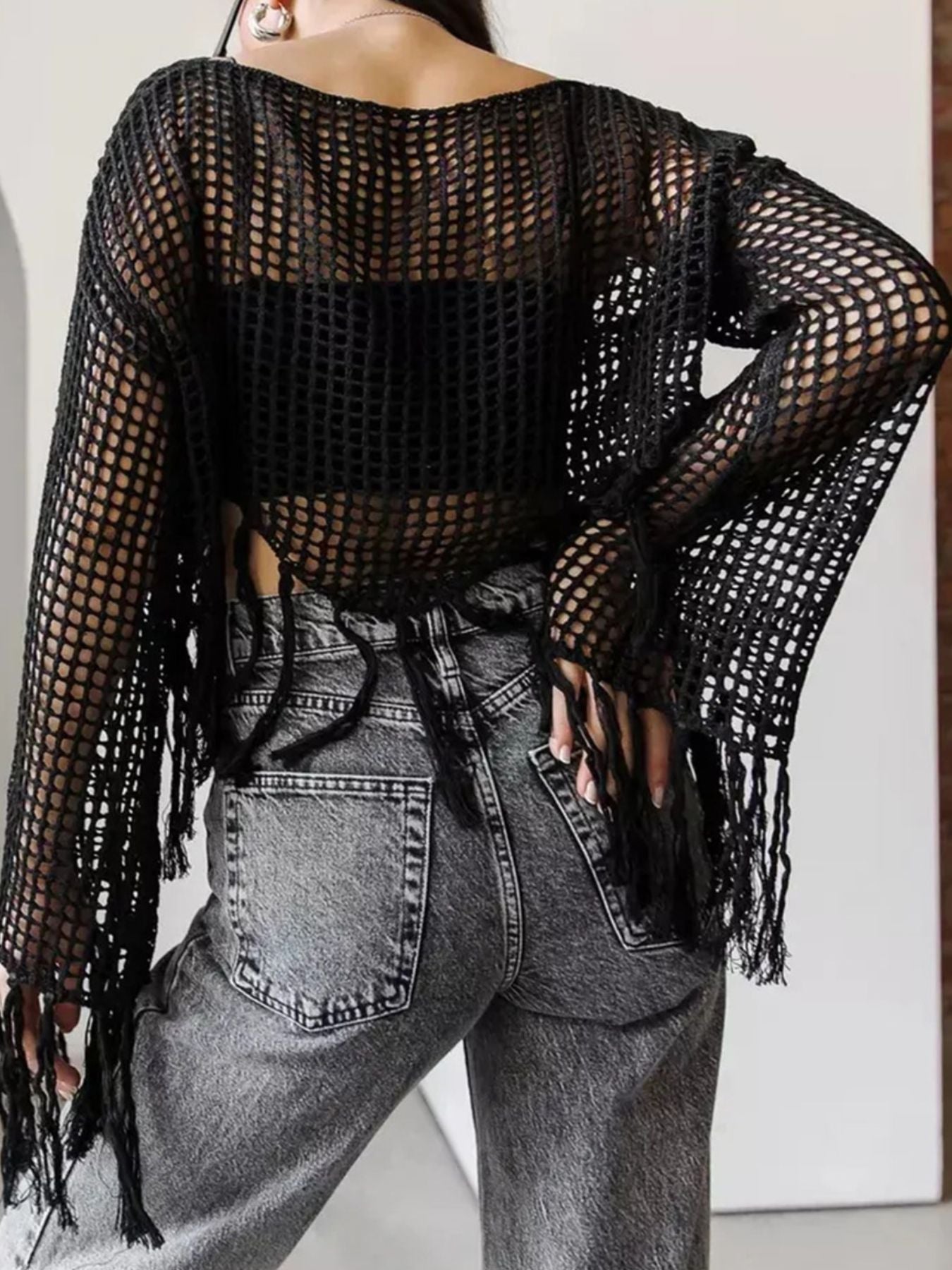 Crochet Knit Fringe Cover Up