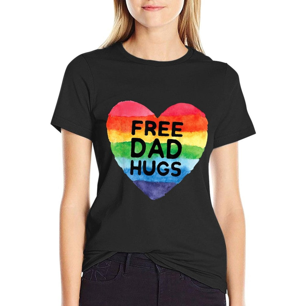 Free Dad Hugs LGBT Pride Gay Pride Parades Rainbow Lgbt  Rolled Sleeves T-Shirt