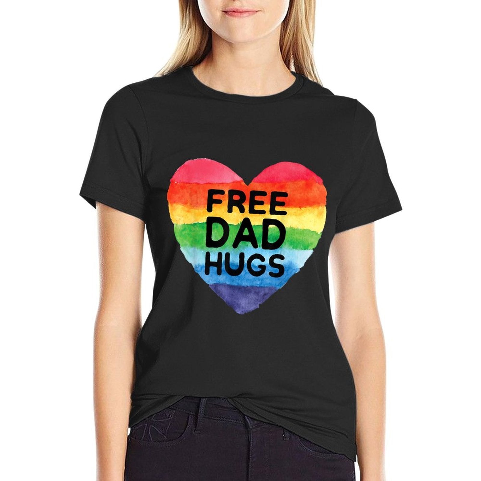 Free Dad Hugs LGBT Pride Gay Pride Parades Rainbow Lgbt  Rolled Sleeves T-Shirt