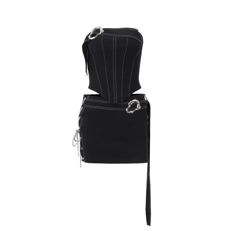 Tube Top Irregularly Slimming Slim Fit Street Tight Skirt Suit