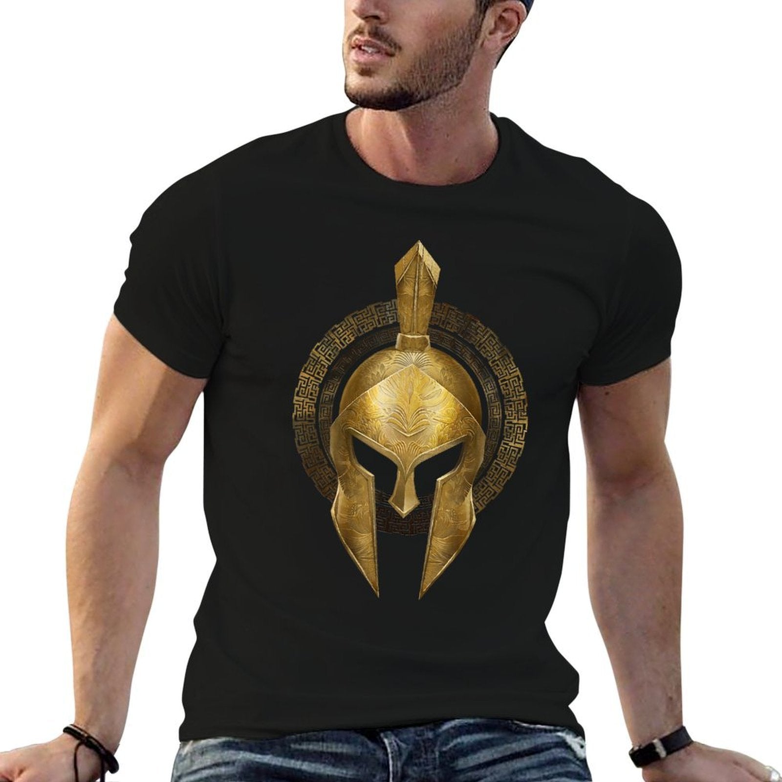 Spartan Helmet Warrior Gold Gladiator Sparta Greek Gym  Quick-drying T-Shirt