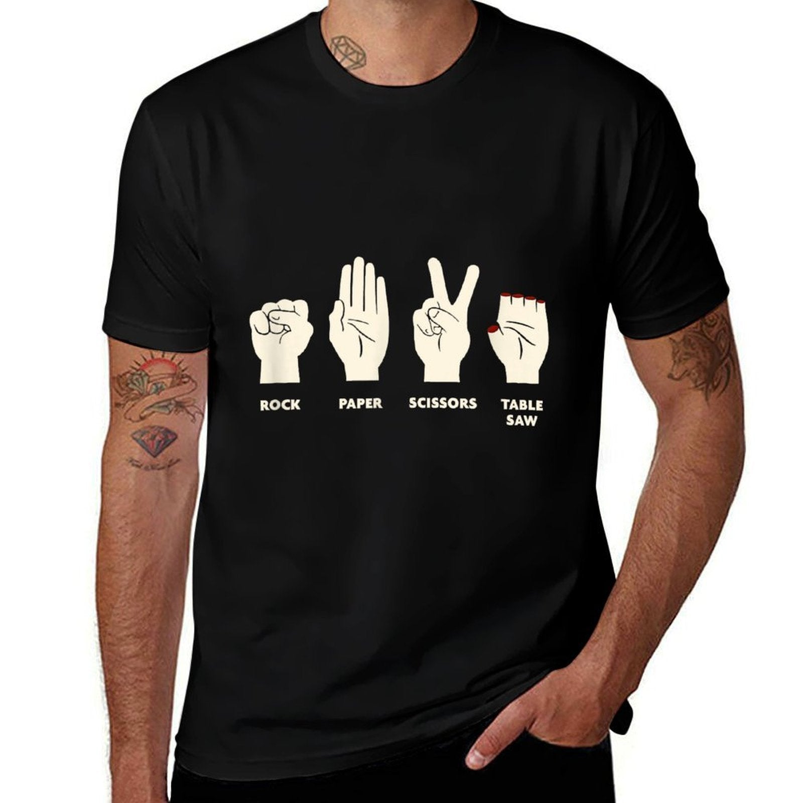 Rock Paper Scissors Table Saw - Funny Carpenter Contractor  Versatile T-Shirt