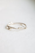 Budding twig ring Size 8, stackable rings, Maine forest botanical jewelry, recycled sterling silver, hand carved