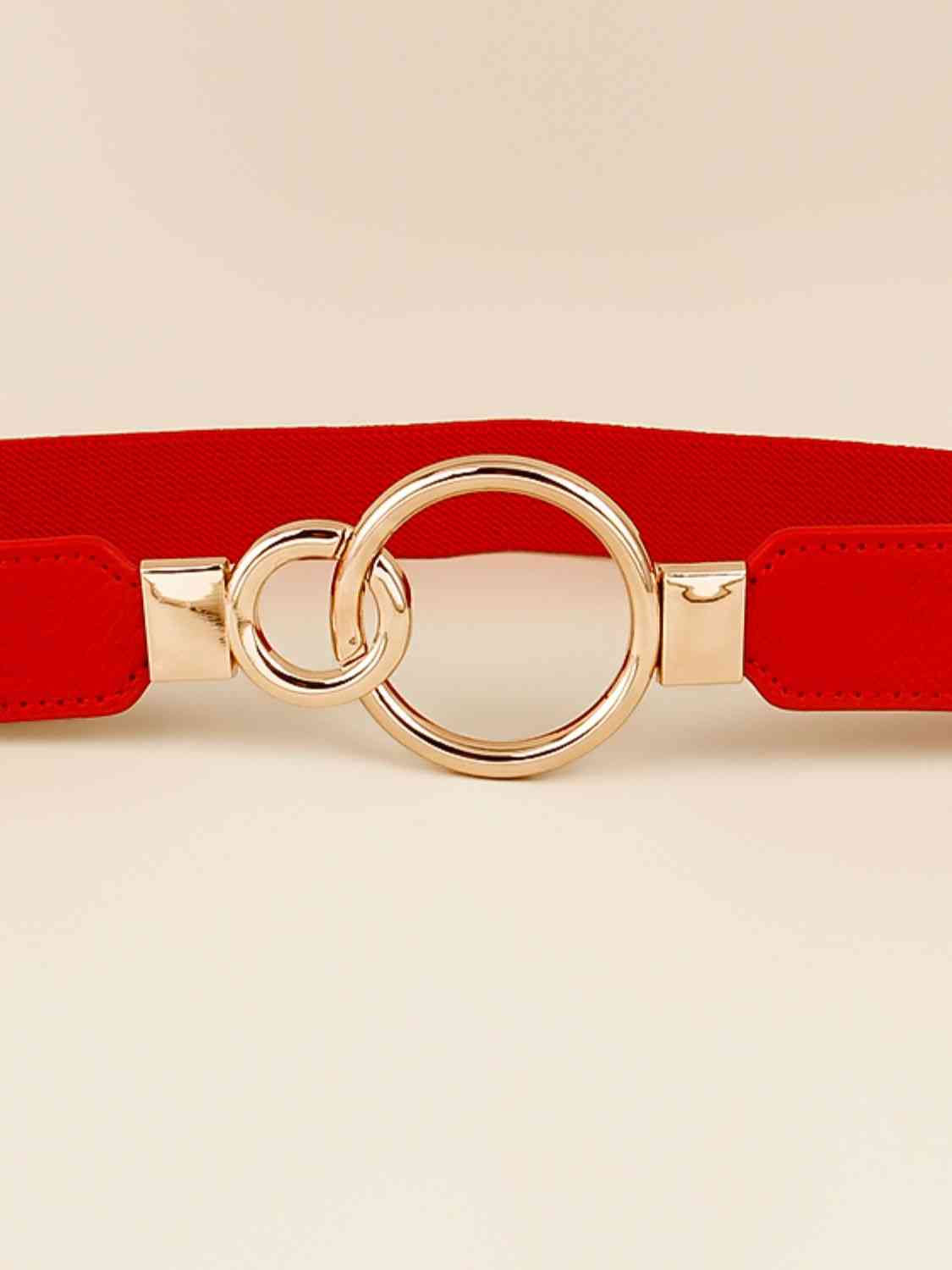 ElegantStyle Double Ring Buckle Elastic PU Belt – Adjustable Comfort Fit See size chart under “more details”