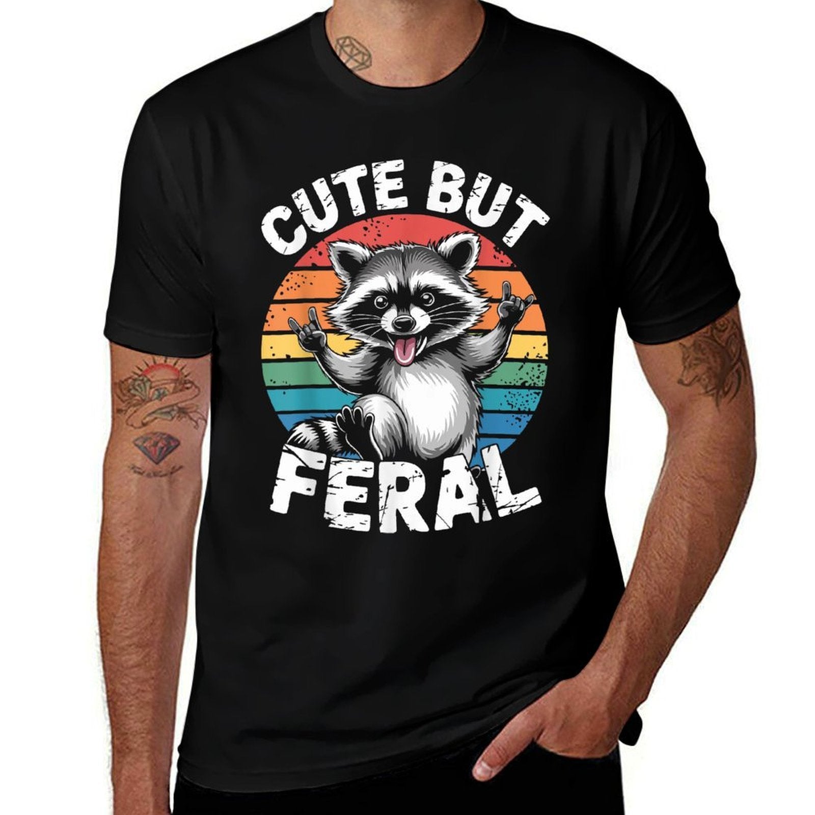 Cute But Feral Toddler Funny Raccoon Racoon Kids Feral Child  Easy-care T-Shirt
