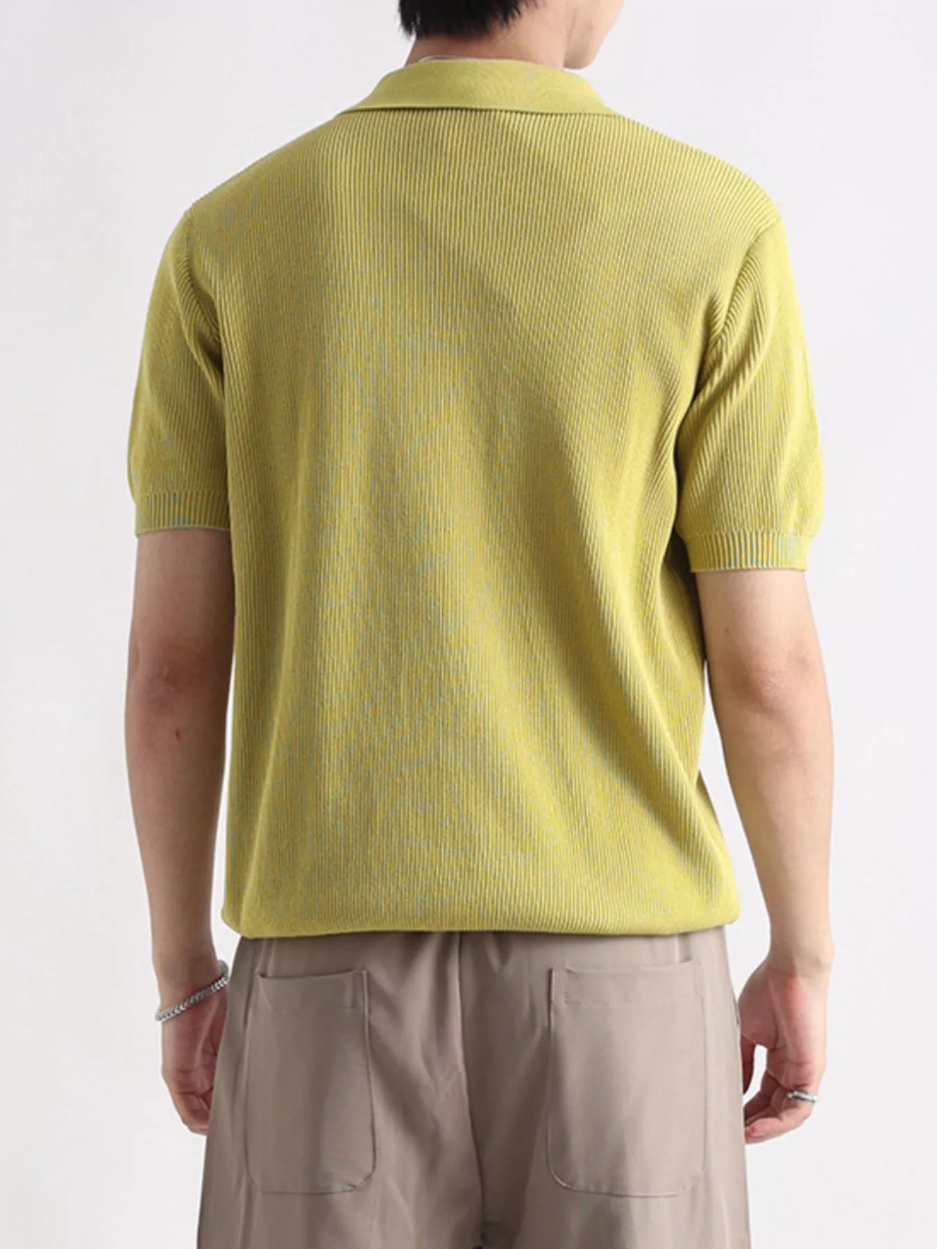 Men's Plus Size Ribbed Knit Slim Fit Polo
