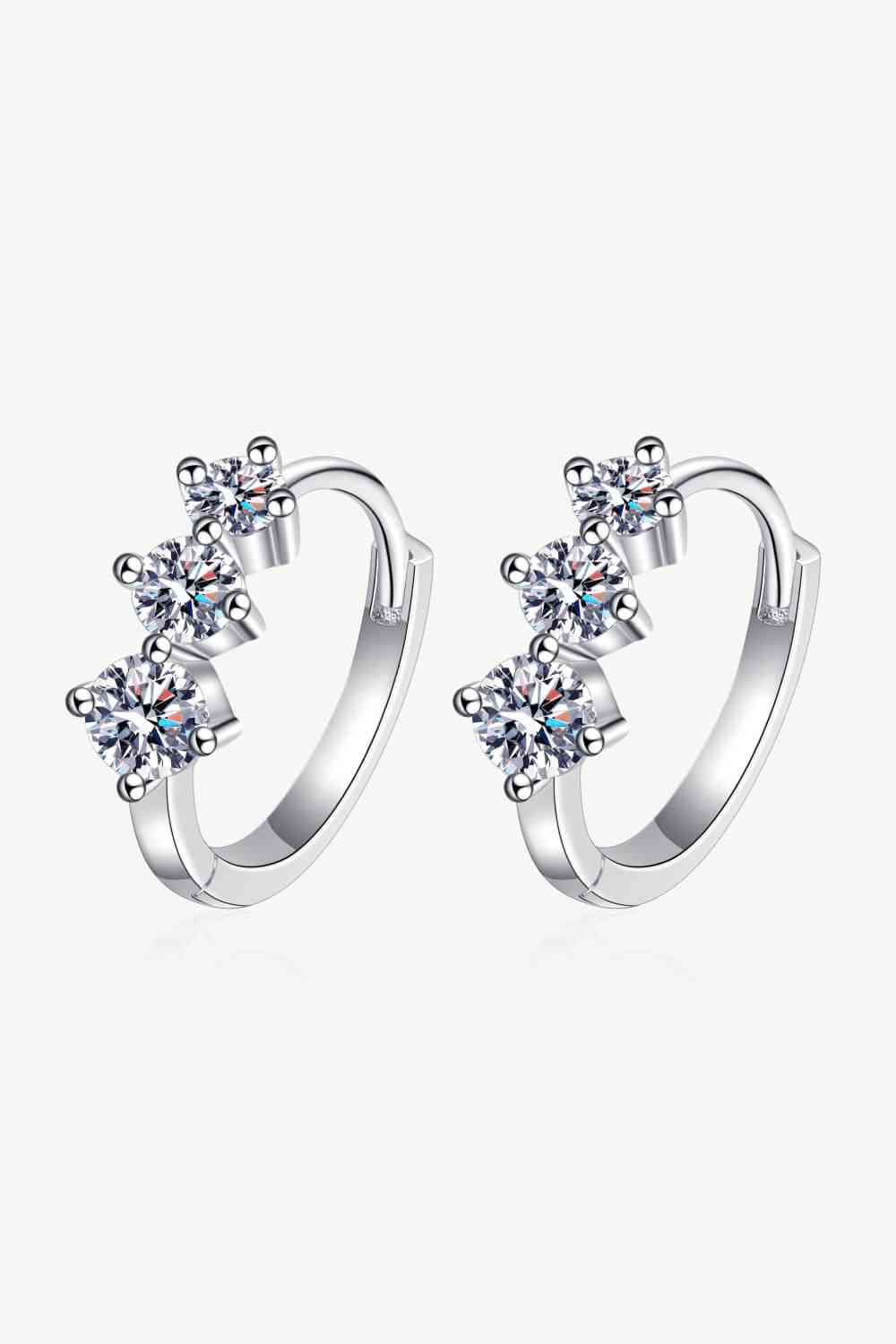 Sterling Silver Moissanite Huggie Earrings – Dazzling 0.72 Ct Sparkle See size chart under “more details”