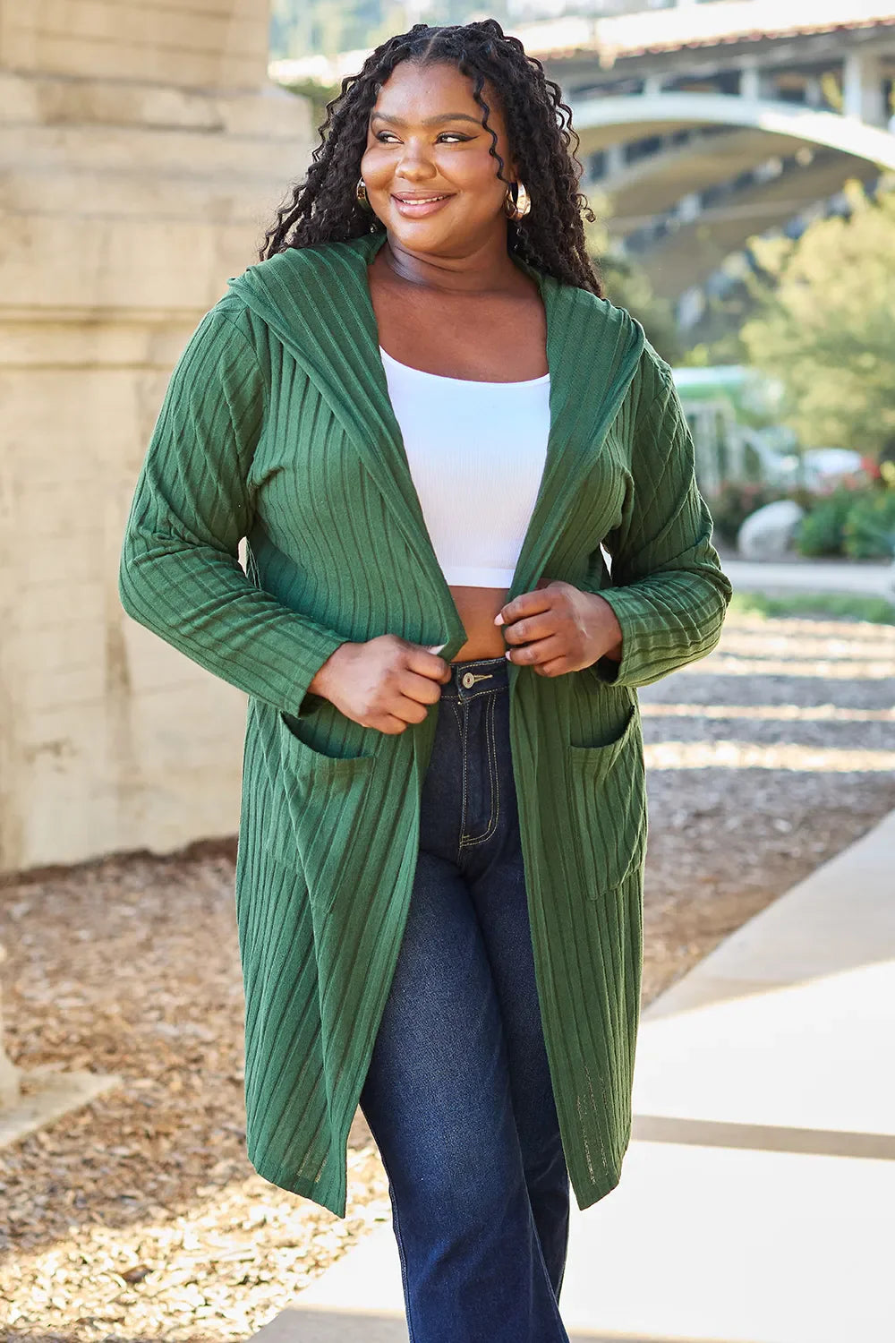 Basic Bae Full Size Hooded Cardigan