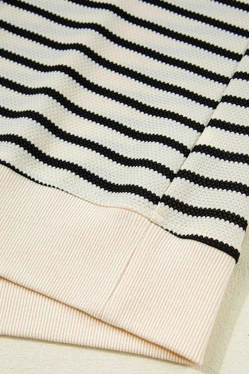 Striped Ruffle Sleeve Round Neck Blouse