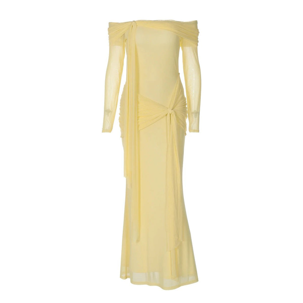 Women's Off-shoulder Slim-fit Lace Up Dress