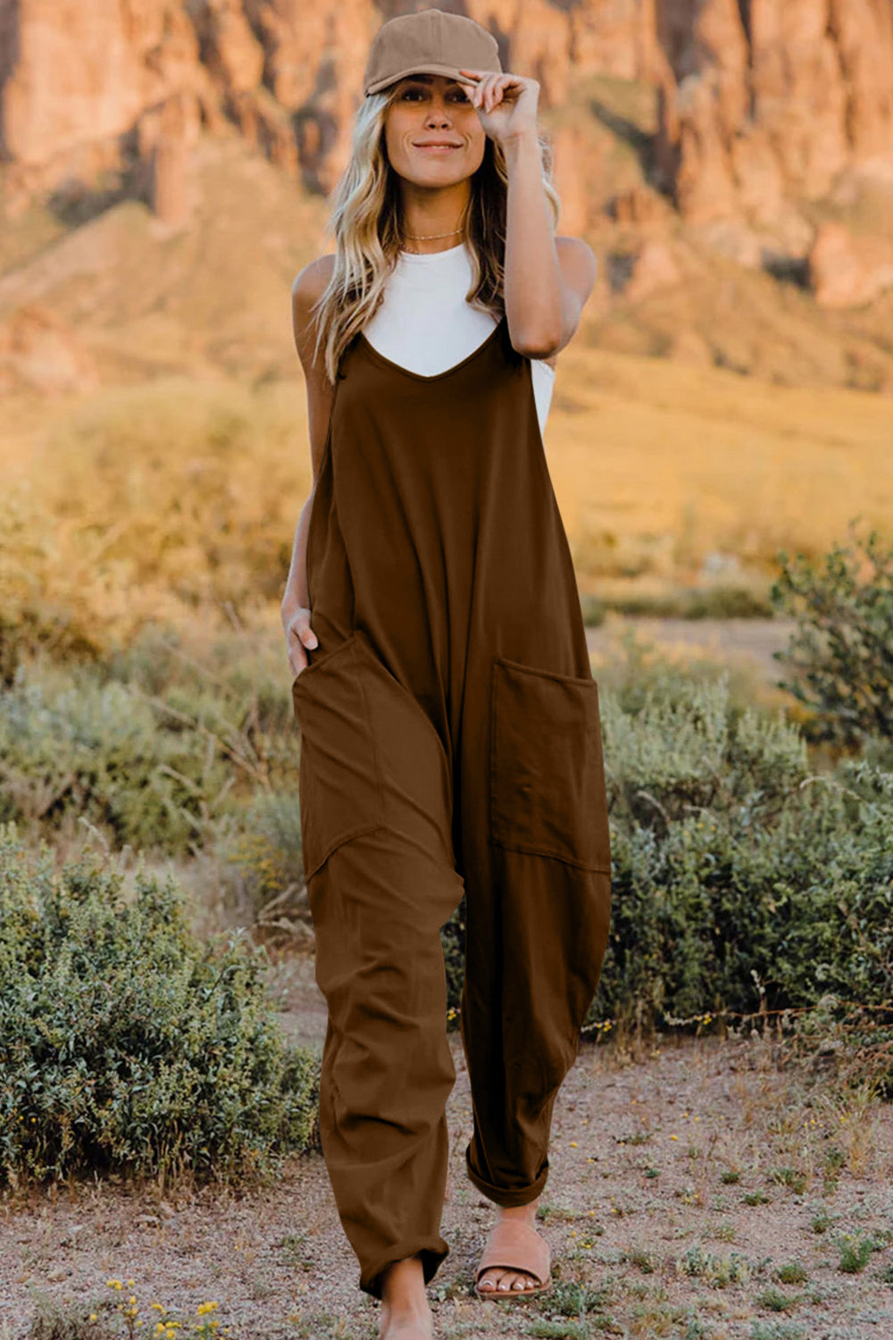Double Take  V-Neck Sleeveless Jumpsuit with Pocket