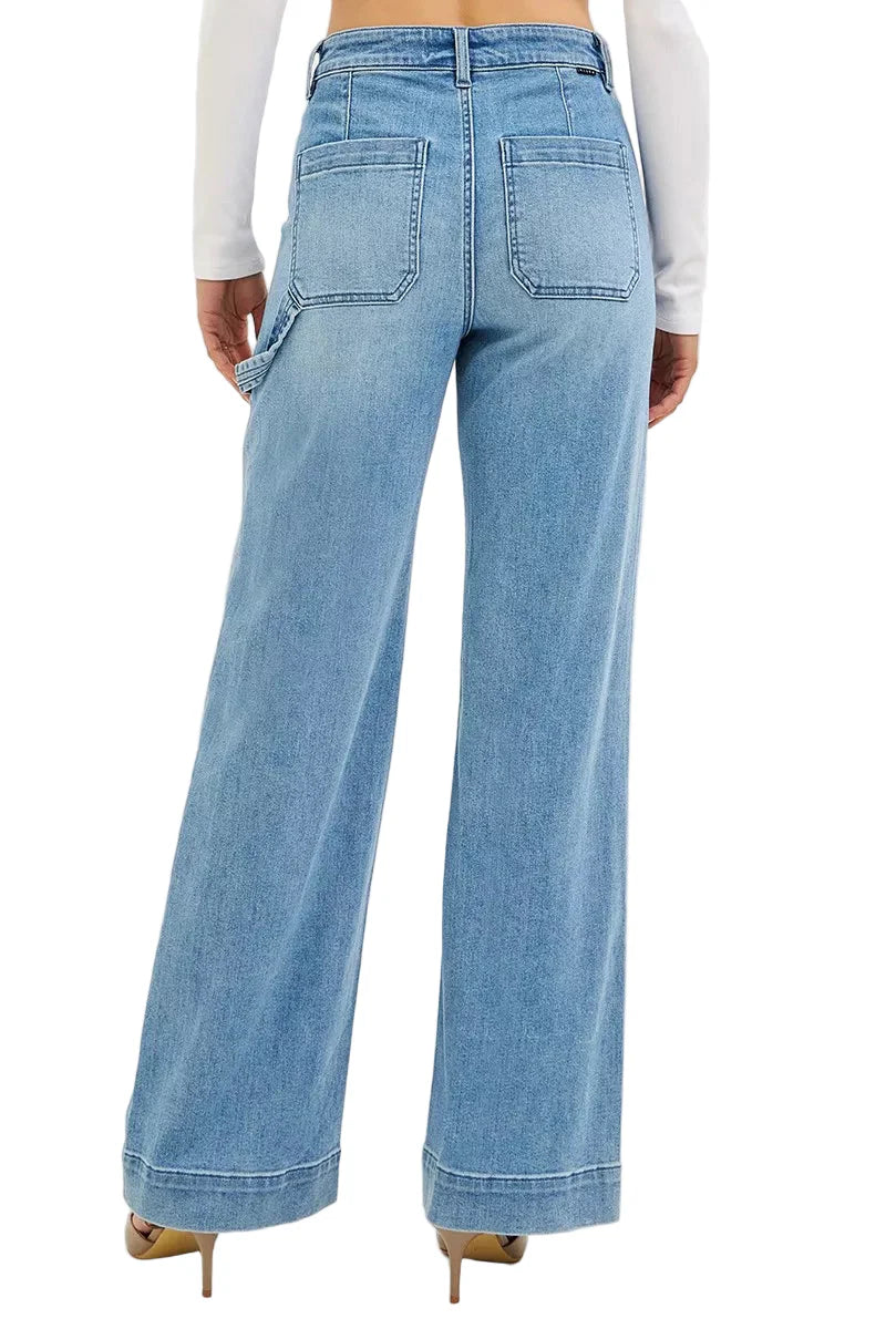 RISEN Full Size High Rise Straight Leg Jeans with Front Pockets Plus Size
