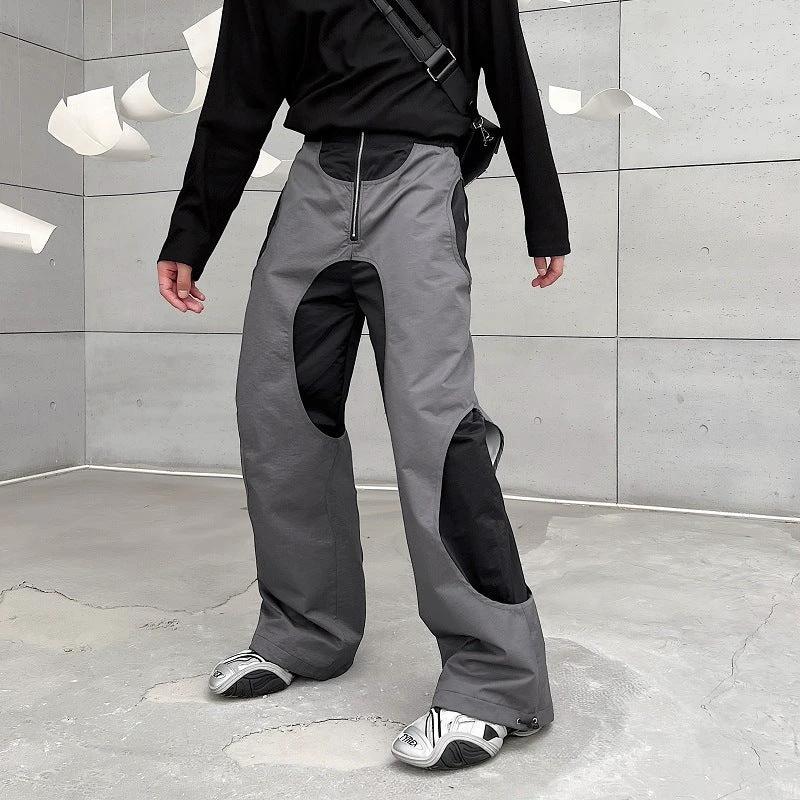 Design Sense Hollow Hole Patch Casual Pants Men