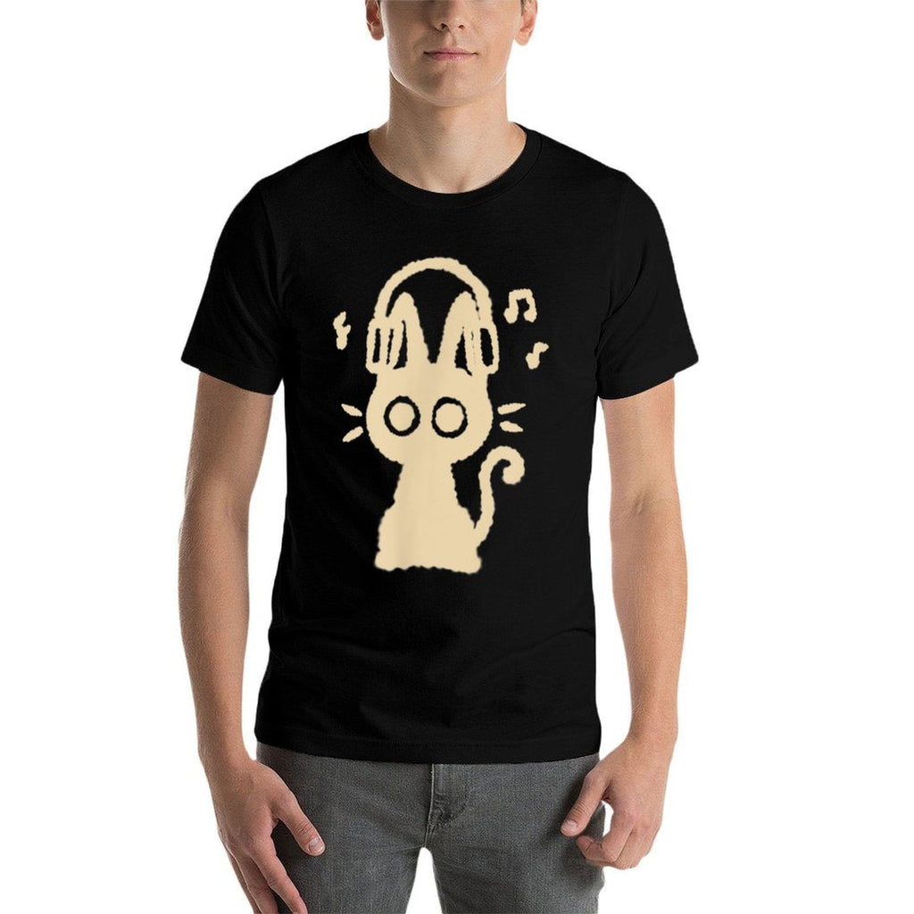 90s Y2K Funny Cute Cat Tomcat Kitten with Headphone Headset Men Women Kids  Eco-friendly Material T-Shirt