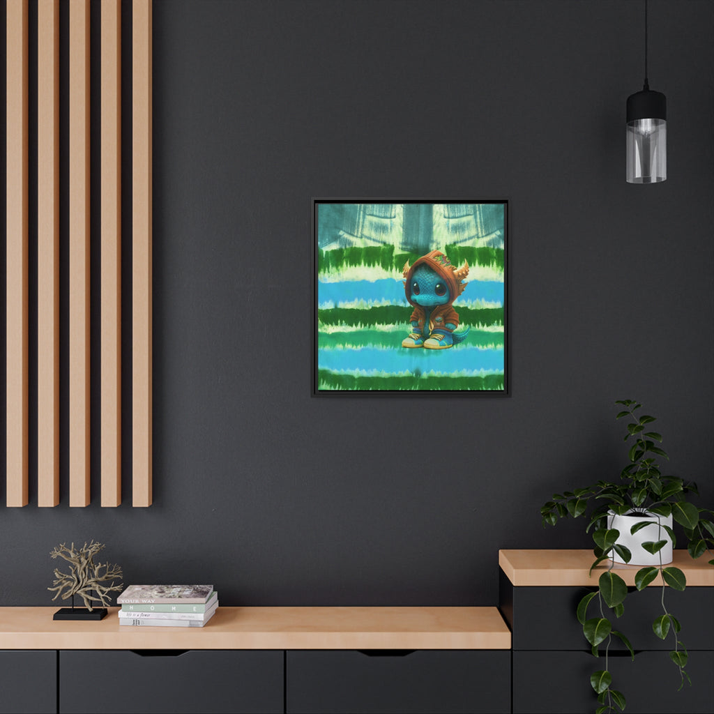 Baby Dragon Jam Aqua Matte Canvas with Black Frame