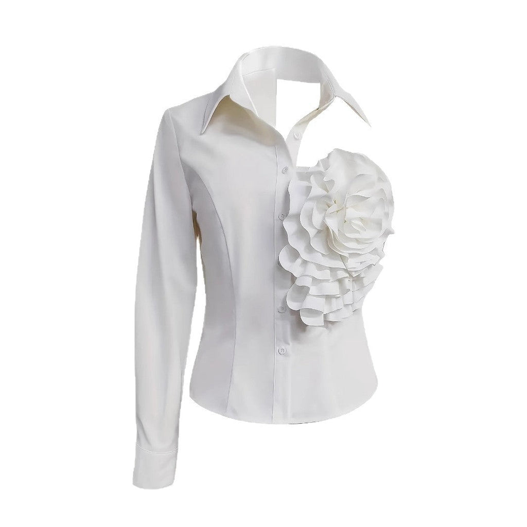White Blouse With A One-shoulder TOP See size chart under “more details”