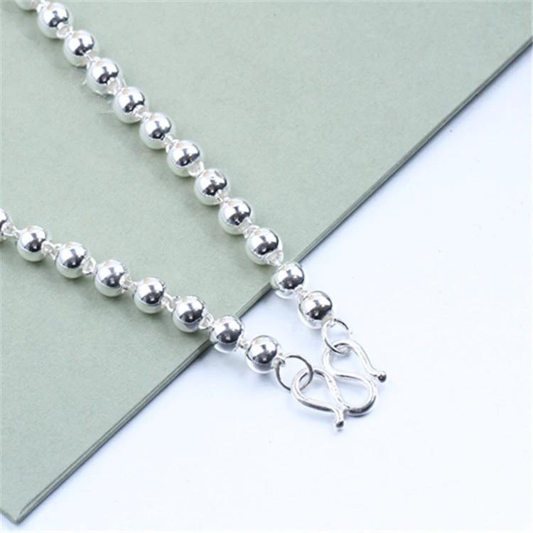 Men's Round Beads Silver Necklace