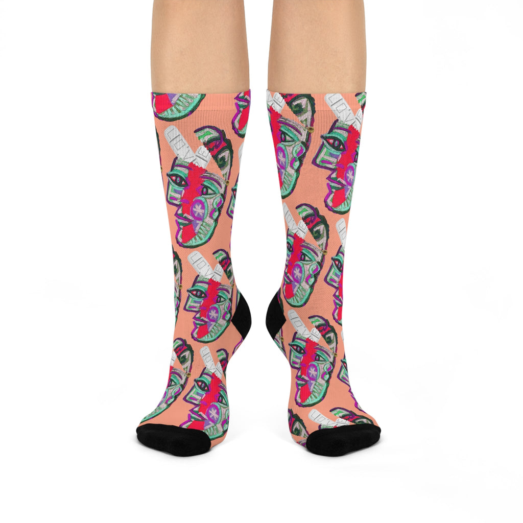LOVE PILL Cushioned Crew Socks Peach Whip