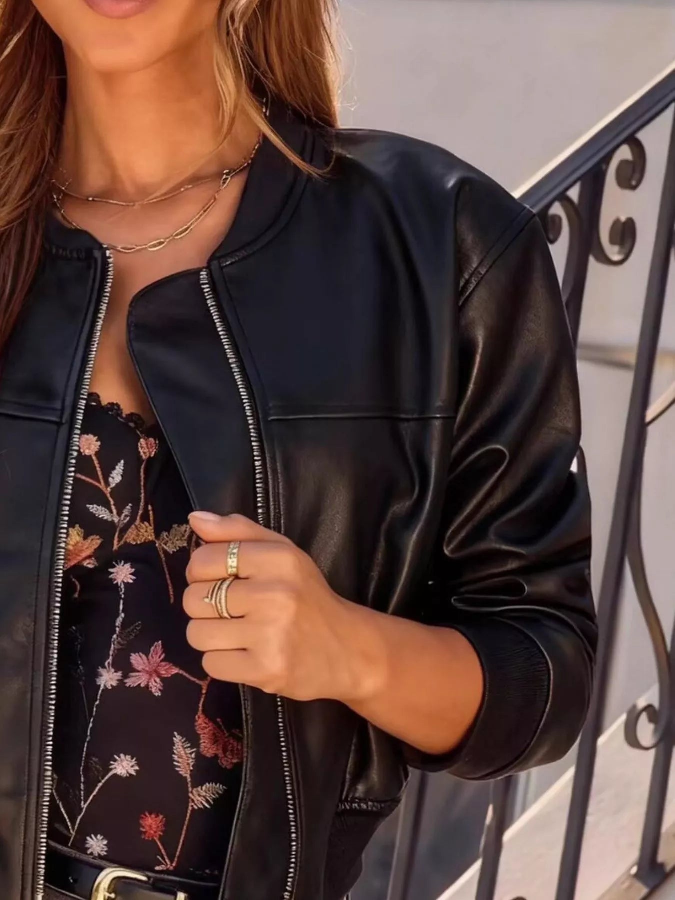 Zip Up Leather Cropped Jacket - Modern Style
