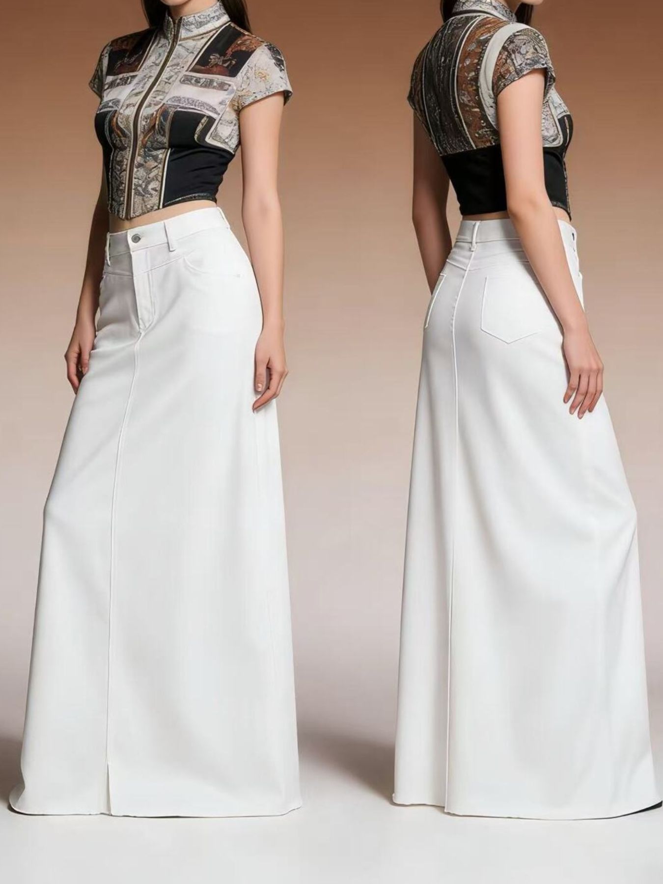 Raw Hem Maxi Denim Skirt