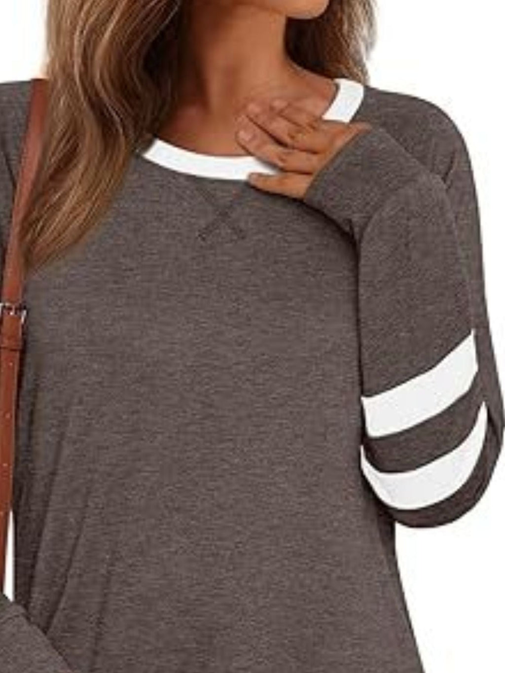 Women's Casual Navy Striped Long Sleeve Round Neck T-Shirt